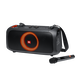 JBL PartyBox On-The-Go - Black - Portable party speaker with built-in lights and wireless mic - Hero