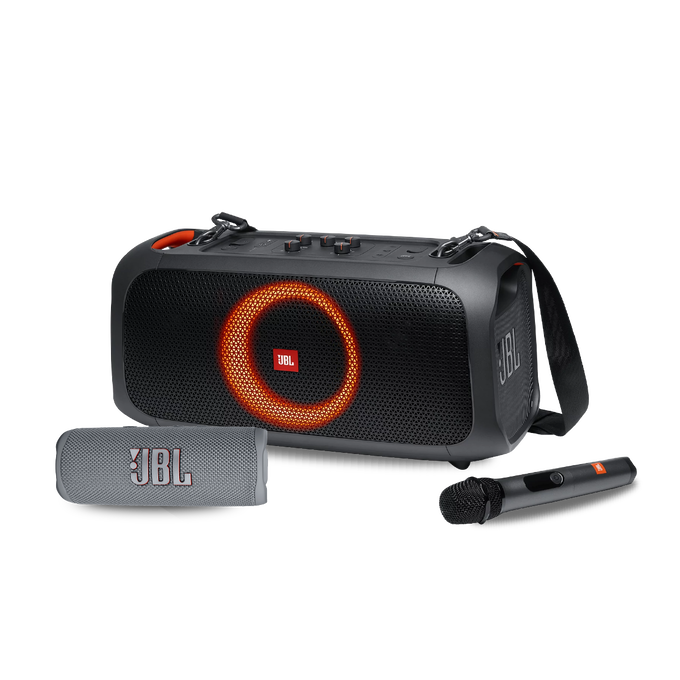 ¡COMBO ESPECIAL! Parlante de Fiesta Partybox On-The-Go + Parlante Bluetooth Flip 6 Gris