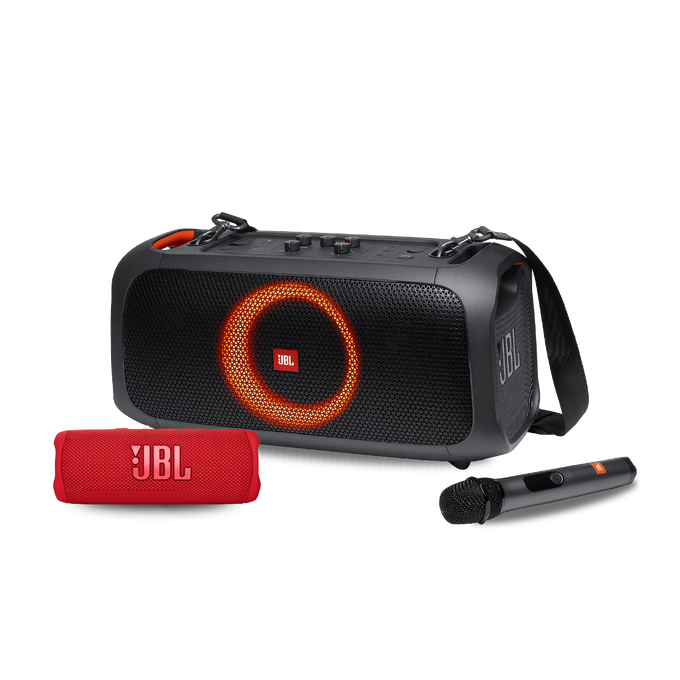 ¡COMBO ESPECIAL! Parlante de Fiesta Partybox On-The-Go + Parlante Bluetooth Flip 6 Rojo
