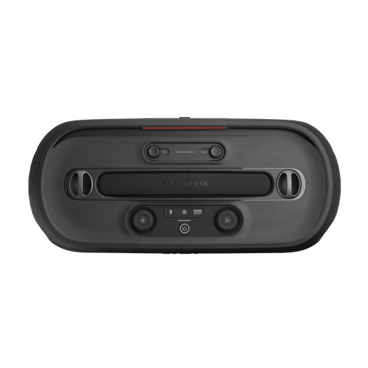 JBL PartyBox On-the-Go 2 - Black - Portable party speaker with one wireless digital mic, handle and a shoulder strap - Top image number null