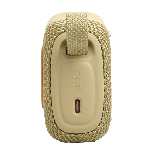 JBL Go 5 - Yellow - Ultra-portable waterproof and drop-proof speaker with JBL legendary sound and ambient edge lighting - Left image number null