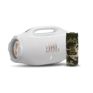 Image of Combo JBL Parlante Boombox 4 Blanco + Parlante Flip 7 Camuflado