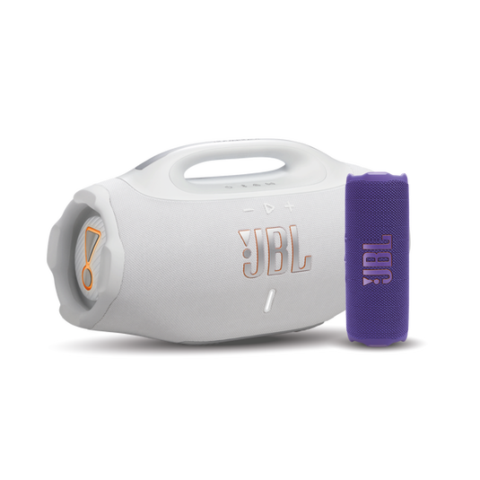 Combo JBL Parlante Boombox 4 Blanco + Parlante Flip 7 Morado image number null