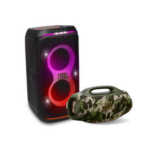 Image of Combo JBL Parlante Boombox 4 Camuflado + Parlante Partybox Club 120 Negro