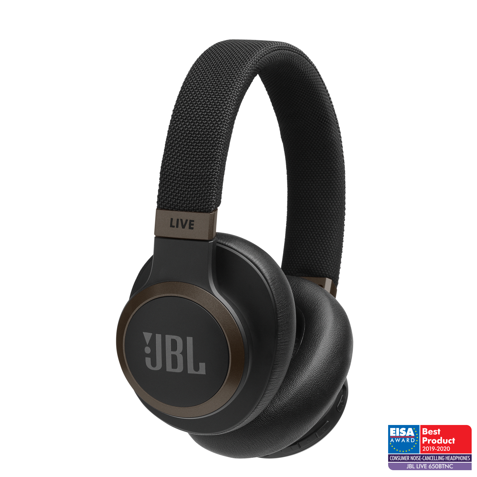 JBL Live 650BTNC - Black - Wireless Over-Ear Noise-Cancelling Headphones - Hero