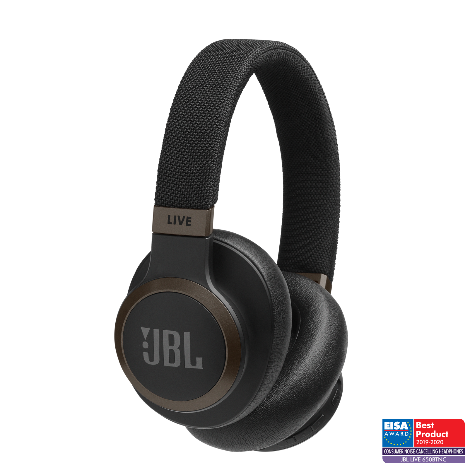 JBL Live 650BTNC - Black - Wireless Over-Ear Noise-Cancelling Headphones - Hero